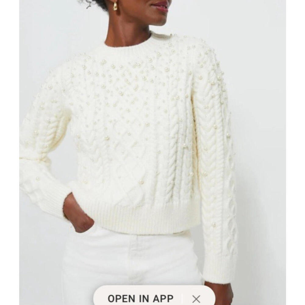 NEW $148 Tuckernuck Hyacinth House Pearl Embellished Ellis Sweater XXS